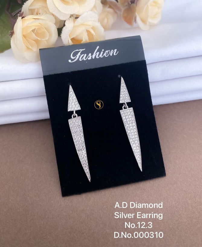 AD Diamond Rose Gold And Silver Fancy Earrings 2 Wholesalers In Delhi
